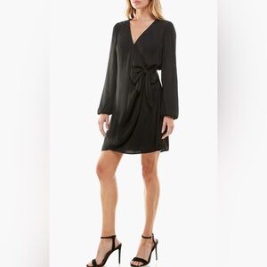 Socialite Black Satin Wrap Dress